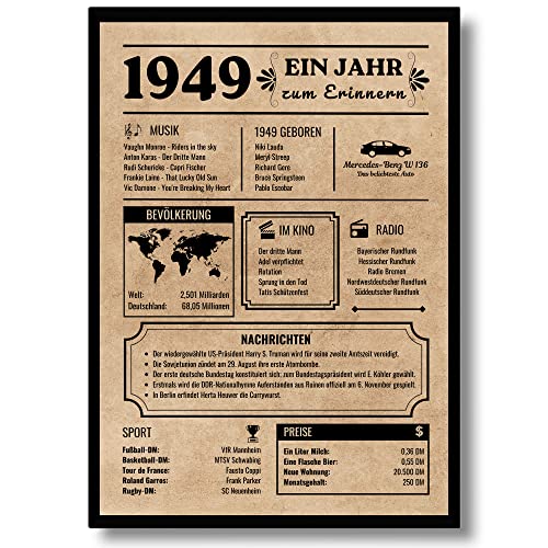 Comprar EQUIK PRODUCTS Tarjeta cumpleaños 1949 | regalo 74 cumpleaños | decoración Promoción cumpleaños | nacido en 1949 | póster vintage | 74 cumpleaños mujeres | 74 cumpleaños hombres | regreso a 1949 (1949) Top Precio 2024 | regaloscumple.com