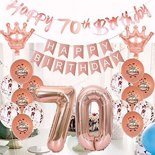 Ofertas en regaloscumple.com Cumpleaños deco mujer Oro rosa foil globo 70 años decoración cumpleaños