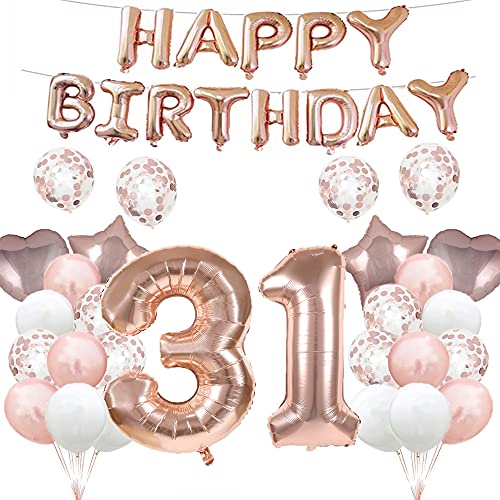 Consigue ahora Globos Navidad 31 cumpleaños decoración 31 cumpleaños oro rosa 31 globos suministros para fiesta cumpleaños número 31 aluminio globos látex para niñas niños mujeres hombres Top Precio 2023 | regaloscumple.com