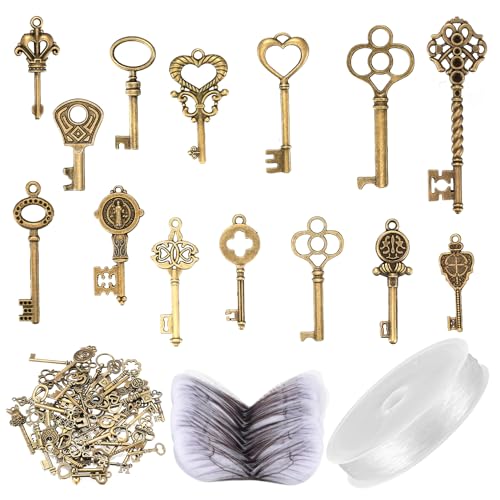 Comprar 101 Piezas Llaves Colgantes Voladoras DIY Navidad Antiguas Llaves Esqueleto Vintage 50 Llaves Colgantes Decorativas 50 Alas Libélula 1 Alambre Cuentas 30 Metros Ofertas 2025 | regaloscumple.com