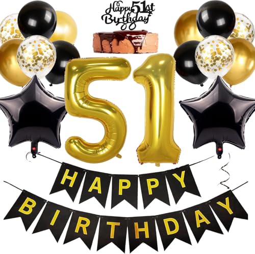 Consigue ahora Ouceanwin Globos 51 Cumpleaños Hombre Decoración Cumpleaños 51 años Mujer Decoración Tartas Cumpleaños 51 años Oro Negro Kit Decoracion para Fiesta Cumpleaños 51 Promoción años Adulto Top Precio 2025 | regaloscumple.com