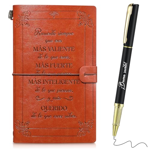 Consigue ahora Faccito Cuaderno Cuero Inspirador con Regalos Bolígrafo Cuaderno Viaje Rellenable Bloc Notas con Tapas Cuero Libreta con Verso Diario Recargable Regalo Motivacional para Cumpleaños Mujer Hombre Ofertas 2024 | regaloscumple.com
