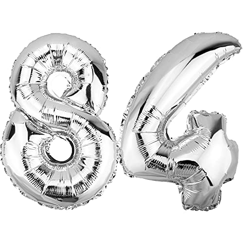 Comprar DekoRex Globo plateado 82 cm para cumpleaños aniversario boda decoración (número BlackFriday 84) Top Precio 2025 | regaloscumple.com