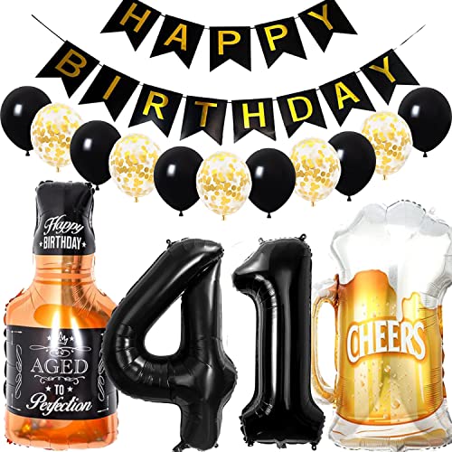 Comprar Conruich Decoración Cumpleaños 41 años Hombre Mujer Globo Foil Whisky Cerveza Vaso Globo Vino Botella Cerveza Deco Gigante Número 41 Fiesta BlackFriday Cumpleaños Kit para 41 años Mujer Rebajas 2025 | regaloscumple.com