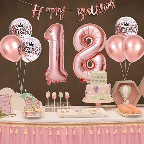 Oferta Flash Oro rosa Número 18 Globos, 40 Pulgadas Papel Aluminio Grande 1 y 8 Globos de Helio número 81, Cumpleaños Para Hombres Mujeres Fiesta Aniversario (Nummer 18/81)