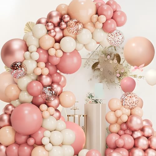 Comprar en Amazon Kit Arco De Globos Rosas, 102 Piezas Para Rosa Polvoriento Con Oro Pastel,Globos Blancos, 18 12 10 5 Pulgadas Bodas Baby Showe Decoracion Cumpleaños
