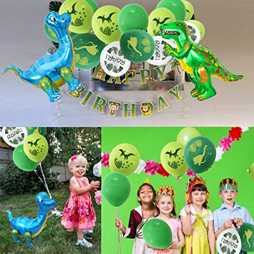 Ofertas Globos Dinosaurios, de Papel Dinosaurio pie 3D Inflables con Látex Dinosaurios Verde Azul para Fiesta Cumpleaños Baby Shower 14 Piezas (Verde)