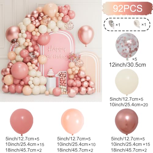 Ofertas de última hora Kit Arco De Globos Rosas, 102 Piezas Para Rosa Polvoriento Con Oro Pastel,Globos Blancos, 18 12 10 5 Pulgadas Bodas Baby Showe Decoracion Cumpleaños