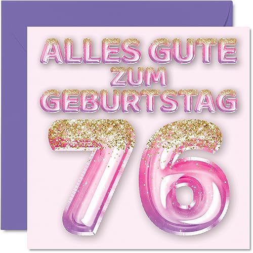Comprar 76. Tarjeta cumpleaños para mujer globos con purpurina rosa y morada tarjetas felicitación cumpleaños para 76 años esposa mamá bisabuela abuela 145 mm setenta y seis Cumpleaños cumpleaños Top Precio 2024 | regaloscumple.com