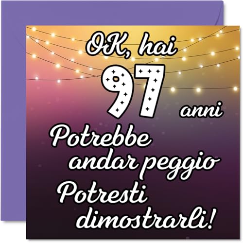 Comprar Tarjeta cumpleaños número 97 para hombres y mujeres – Podría ser peor – Tarjetas feliz cumpleaños número 97 para bisabuela 97 años bisabuelo abuela 145 mm Ideas para regalar noventa y siete cumpleaños Rebajas 2024 | regaloscumple.com