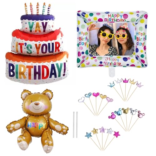 Consigue ahora KASESSS 25 Piezas Photocall Cumpleaños Inflable Photocall Decoracion Fiesta Cumpleaños 1 Globo Marco Fotos Accesorios Divertidos para Selfies para Fiestas cumpleaños Ideas para regalar Carnaval 57x55cm Ofertas 2025 | regaloscumple.com
