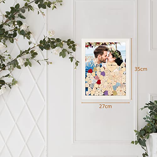 Top Precios Creawoo Libro   visitas   Boda con Marco   Fotos con 95 Corazones en Blanco  Marco   Boda Alternativo con Caja   Madera  Libro   visitas rústico para la decoración   Bodas (Blanco)