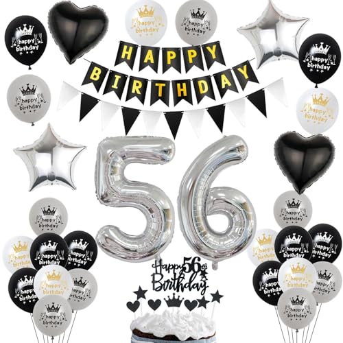 Comprar Globos 56 cumpleaños hombre Mujer Plateados Negros 56 Años Decoracion Cumpleaños hombre topper tarta cumpleaños 56 Ideas para regalar años Decoracion Cumpleaños 56 años decoración Mujer globos 56 cumpleaños hombre Ofertas 2024 | regaloscumple.com
