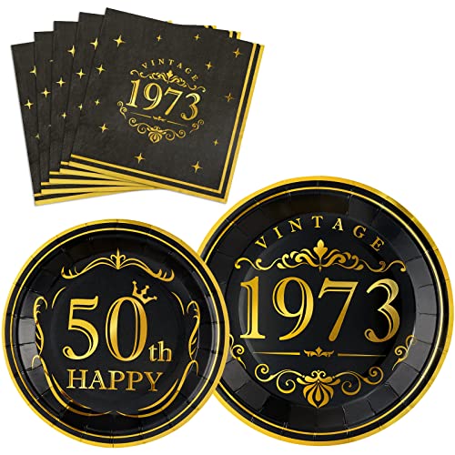 Consigue ahora Juego Vajilla 50 Años Cumpleaños - 72 Piezas Vajilla para024 Invitados (Platos llanos 23 cm Platos Postre 18 cm Servilletas Papel) Vajilla para Fiesta Navidad Jubilación para Adultos Top Precio 2023 | regaloscumple.com