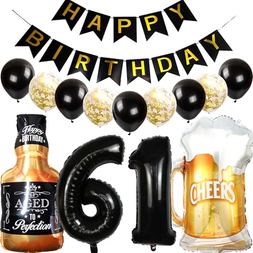 Comprar Feelairy Decoración Cumpleaños 61 años Hombre Globo 61 años Mujer Cumpleaños Oro Negro Globo Botella Vino Gigantes Globo Botella Cerveza Deco Kit Fiesta BlackFriday Cumpleaños Hombre 61 años Ofertas 2025 | regaloscumple.com