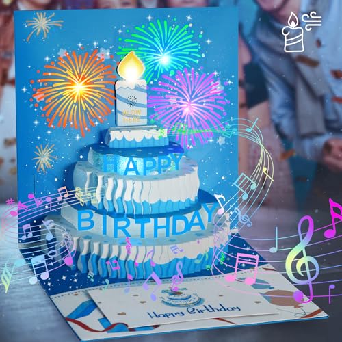 Consigue ahora LUZOON 3D Tarjetas Cumpleaños con Música y Luz Pop Up Tarjeta Promoción cumpleaños con fuegos artificiales y velas LED Incluye Sobre Regalo cumpleaños para padres amantes e hijos Ofertas 2025 | regaloscumple.com