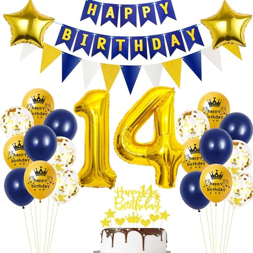 Comprar Decoracion azul 14 cumpleaños niño niña globos 14 cumpleaños oro azul decoracion fiesta 14 Navidad cumpleaños niño Globos Cumpleãnos 14 oro azul decoracion tarta cumpleaños 14 años niño globo 14 años Top Precio 2024 | regaloscumple.com