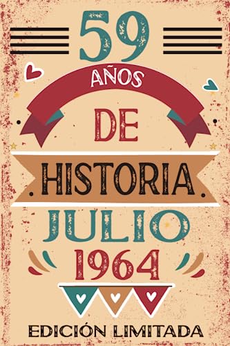 Comprar 59 Años De Historia Julio 1964: Libro visitas cuaderno 110 páginas felicitaciones idea regalo Regalos regalo Para la esposa novia mujer La madre Ofertas 2024 | regaloscumple.com