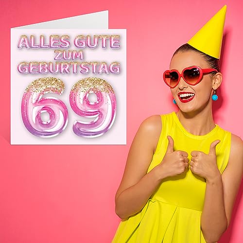 Oferta Flash Stuff4 69 Tarjeta de cumpleaños para mujer globos con purpurina