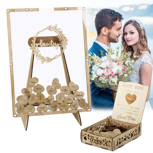 Comprar BOFUNX Libro Firmas Libro Visitas para Invitados Boda +100 Piezas Corazones Promoción Maderas para Escribir+Caja Almacenaje+2 Bolígrafos Top Precio 2023 | regaloscumple.com