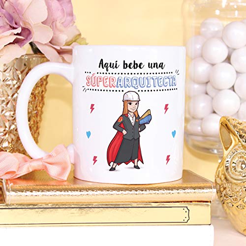 Ofertas MUGFFINS Arquitecta Tazas Originales   café y Desayuno para Regalar a Trabajadores Profesionales - AQUÍ Bebe UNA SÚPER ARQUITECTA - Cerámica 350 ml
