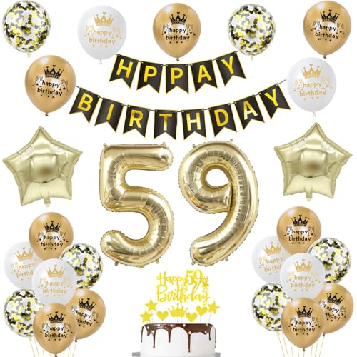 Comprar Decoración globos 59 cumpleaños hombre Mujer Dorados Negros 59 Años Decoracion Cumpleaños tarta 59 Años Decoracion Cumpleaños hombre Ideas para regalar Deco topper tarta 59 Cumpleaños globo 59 años cumpleaños hombre Ofertas 2025 | regaloscumple.com