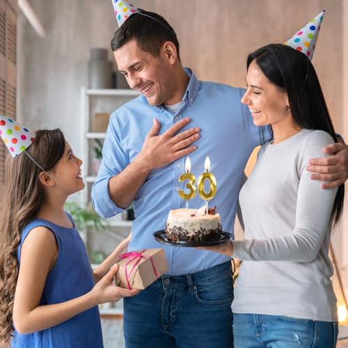 Comprar en Amazon Pastel Cumpleaños Doradas,vela número 30,vela cumpleaño pasteles,vela feliz cumpleaño,Velas Doradas Aniversarios,tartas,