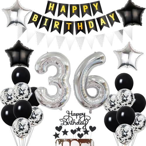 Oferta Globos cumpleaños Mujer Negros Años Cumpleaños topper cumpleaños años Cumpleaños años Mujer 36 hombre