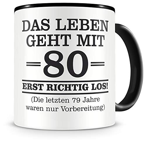Comprar Samunshi® Taza con texto en alemán graciosos regalos para 80 cumpleaños hombre Catálogo mujer abuelo idea regalo para 80 cumpleaños (80 años 300 ml negro/negro) Rebajas 2025 | regaloscumple.com