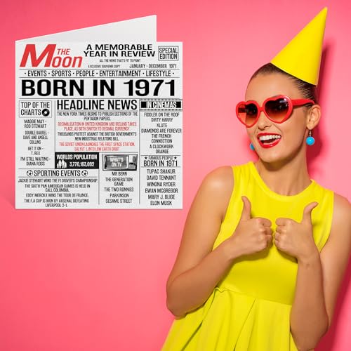 Ofertas en regaloscumple.com Tarjetas de cumpleaños número 53 para hombres y mujeres, periódico nacido en 1971, tarjeta feliz mamá, papá, tío, tía, vintage, retro, Back In 145 mm x mm, cincuenta