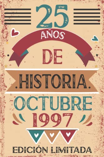 Comprar 25 Años De Historia Octubre 1997: Libro BlackFriday visitas cuaderno 110 páginas felicitaciones idea regalo regalo Para la esposa novia mujer La madre Ofertas 2023 | regaloscumple.com