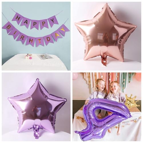 Ofertas de última hora Jxuzh el cumpleaños Hombre cumpleaños Mujer Globos púrpura el cumpleaños Oro Decoración 85