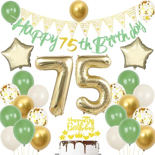Comprar Globos 75 cumpleaños verde oro Decoraciones Fiesta 75 Navidad cumpleaños Hombre Mujer Cumpleaño 75 Años Decoracione tarta oro Globos fiesta verde 75 años decoración cumpleaños Globos 75 años verde Ofertas 2025 | regaloscumple.com