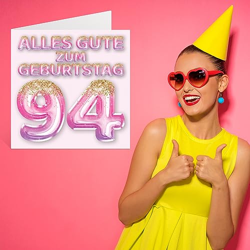 Comprar ahora 94 Tarjeta de cumpleaños para mujer globos con purpurina rosa