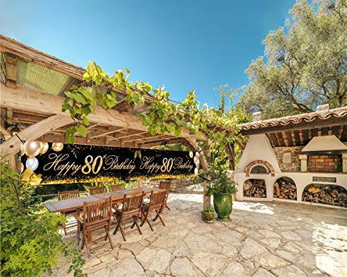 Ofertas en regaloscumple.com HOWAF Grande 80 Pancarta Años Decoración y 80 Foto Fondo Tela Mesa Decoración, * Pies