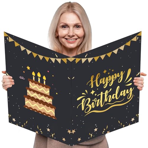 Comprar Tarjeta Cumpleaños Grande Oro Negro Tarjeta Feliz Cumpleaños Libro Visitas Agradecimiento Cumpleaños Para Mujeres Y Hombres Tarjeta Felicitación Cumpleaños(35 X Regalos 55 Cm) Ofertas 2024 | regaloscumple.com