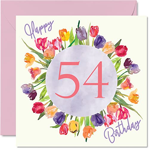Consigue ahora Hermosas tarjetas cumpleaños 54 para mujer ramo flores tulipanes acuarela tarjeta feliz cumpleaños para ella Regalos abuela niñera gran mamá regalos cumpleaños 145 mm x 145 mm Top Precio 2024 | regaloscumple.com