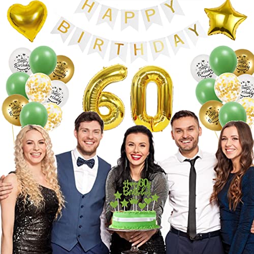Oferta Flash Decoración 60 Cumpleaños  Decoración Globos Mujer 60 Años Oro Verde  Decoración para Tartas 60 Años  Globos   cumpleaños 60 Años  60 Años Decoracion Cumpleaños  Decoracion cumpleaños 60 Hombre Mujer