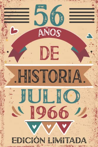Consigue ahora 56 Años De Historia Julio 1966: 56 años. Libro visitas cuaderno BlackFriday 110 páginas felicitaciones idea regalo regalo Para la esposa novia mujer La madre Top Precio 2024 | regaloscumple.com