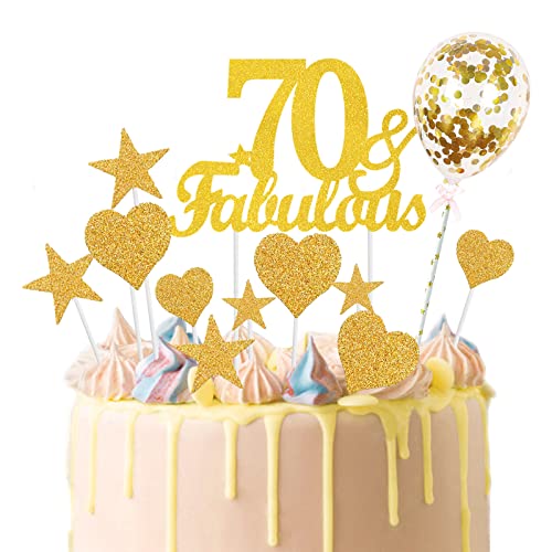 Consigue ahora Fabulous Topper la Torta Decoración Pastel Cumpleaños Número 70 Regalos Con Decoraciones Pastel Globo Estrella Corazón Brillo Oro Topper Fiesta para Tarta para Hombres Mujeres Rebajas 2024 | regaloscumple.com