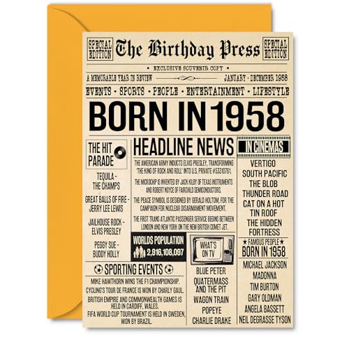 Consigue ahora Stuff4 Tarjetas cumpleaños 66 para mujeres y hombres nacidos en 1958 Periódico Tarjeta cumpleaños feliz 66 para abuela Abuelo Nan Vintage Retro allá en 1958 Ideas para regalar A5 Sesenta y seis Tarjetas felic Top Precio 2024 | regaloscumple.com