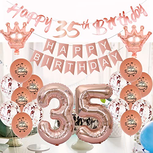 Mejores precios Oro rosa globo 35 cumpleaños deco mujer Oro rosa foil