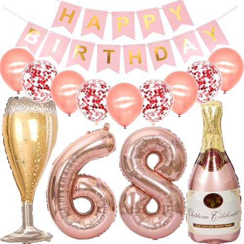 Consigue ahora Feelairy Decoración Cumpleaños 68 años Mujer Ideas para regalar Globo 68 años Mujer Cumpleaños Oro Rosa Globo Botella Champán Gigantes Globo Botella Vino Deco Kit Fiesta Cumpleaños Mujer 68 años Rebajas 2024 | regaloscumple.com
