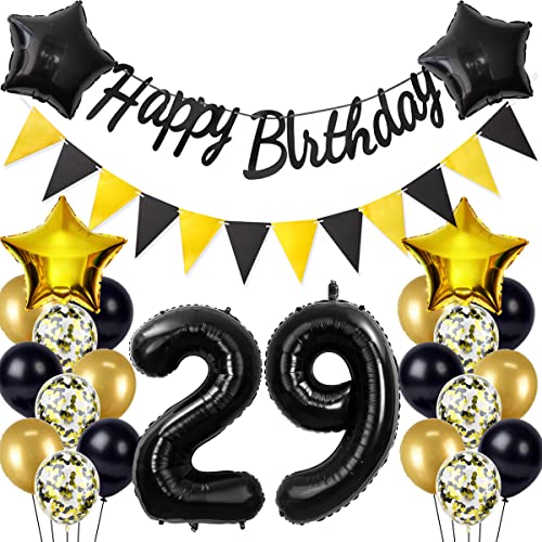 Consigue ahora Globos aire negro/oro decoración 29 cumpleaños para hombre y mujer decoración cumpleaños 29 años globos Promoción 29 años decoración Top Precio 2025 | regaloscumple.com