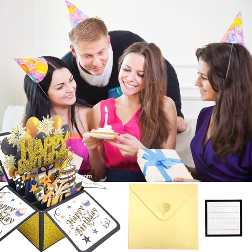 Ofertas en regaloscumple.com SHUBEIEUMI Tarjeta   cumpleaños  tarjeta desplegable 3D  tarjeta   felicitación   cumpleaños  tarjeta   felicitación con sobre para Feliz Cumpleaños a Familias Amigos