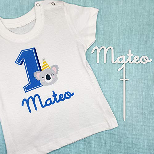 Oferta Conjunto cumpleaños Topper Body camiseta con nombre fiesta Bebes Niños primer velas