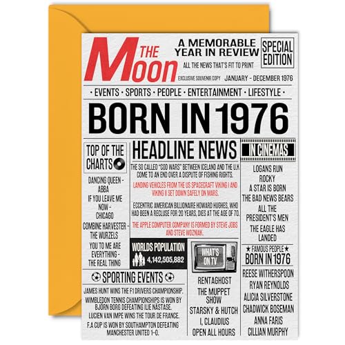 Oferta Tarjetas número mujeres hombres Born 1976 – feliz 49 mamá, tío, retro, 1976, cuarenta nueve