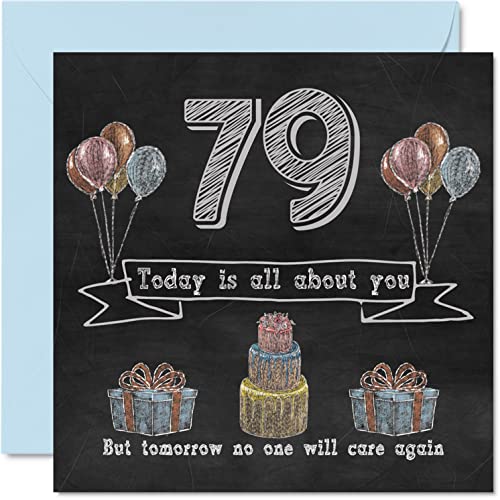 Consigue ahora Divertidas tarjetas cumpleaños 79 para hombres y mujeres pizarrón tiza tarjeta Cumpleaños feliz cumpleaños para tío mamá papá abuelo bisabuelo abuela gran niñera tía 145 mm x 145 mm tarjetas Rebajas 2025 | regaloscumple.com