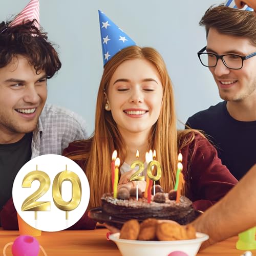 Top Precios 20th Vela de Cumpleaños con Purpurina Dorada y Diseño 3D