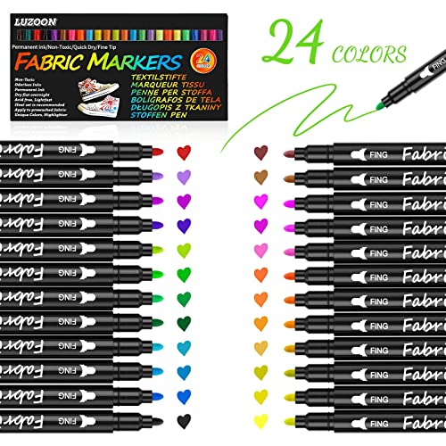 Ofertas en regaloscumple.com LUZOON 24 Rotuladores para Tela Permanente Ropa y Lavable  No Tóxica Rotulador   Tela - Perfecto para Camisetas Blancas  Bolsas  Tote Bag